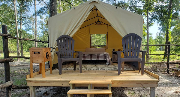 Sleep In An Outpost Glamping Tent And Go Kayaking Or River Tubing At River Island Adventures In South Carolina