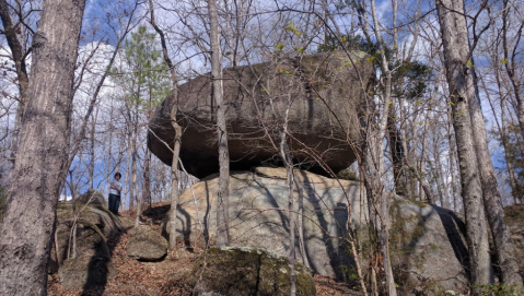 Hike Straight Through A Giant Rock Formation At Hanging Rock Battleground In South Carolina