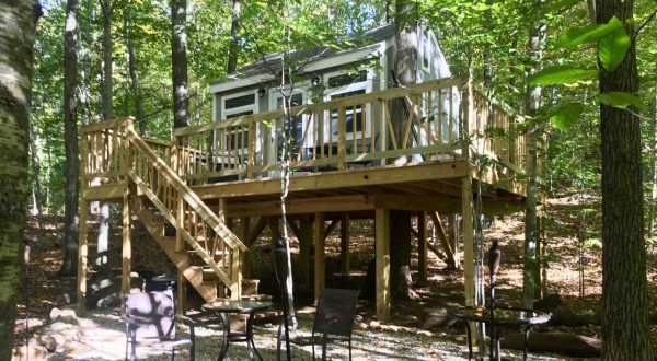 Listen To The Sweet Sounds Of The Forest At This Rustic Treehouse Cabin In Connecticut