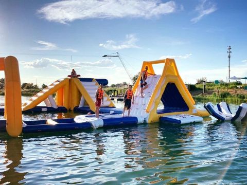 Plan On Visiting The Imondi Wake Zone, One Of Colorado's Only Aqua Parks That Even Has A Floating Playground