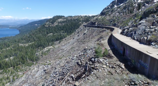 A Drone Flew High Above The Abandoned Donner Pass Tunnels In Northern California And Caught The Most Incredible Footage