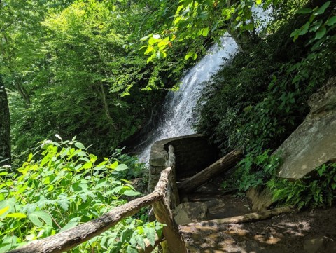 Take A Short Hike From The Parkway To A 200-Foot Cascading Waterfall In North Carolina