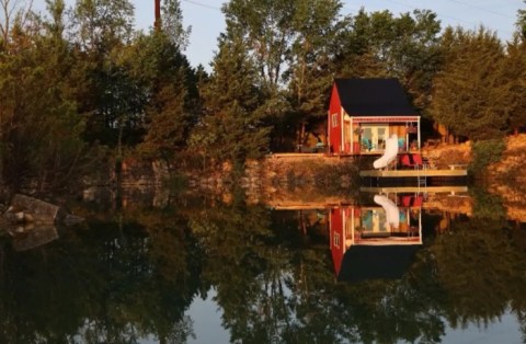 Escape To This Enchanting Airbnb In Missouri That Sits Right On A Brilliant Blue Quarry