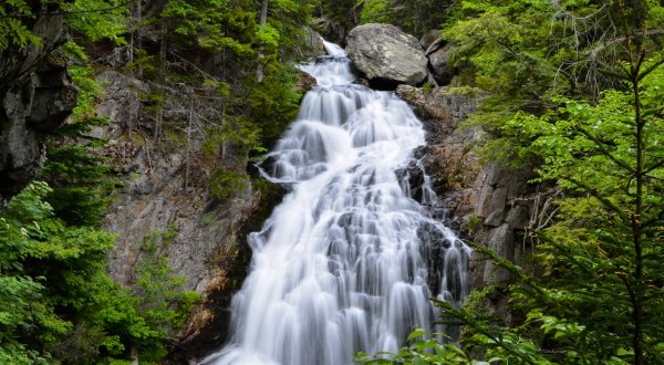 Plan A Visit To Crystal Cascades, New Hampshire’s Beautifully Blue Waterfall