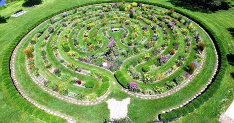Take A Serene Stroll Through A Maze Of Flowers At The Labyrinth Garden Earth Sculpture In Wisconsin        
