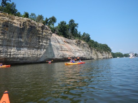 Kayak By Mesmerizing Sandstone Bluffs At Starved Rock State Park In Illinois