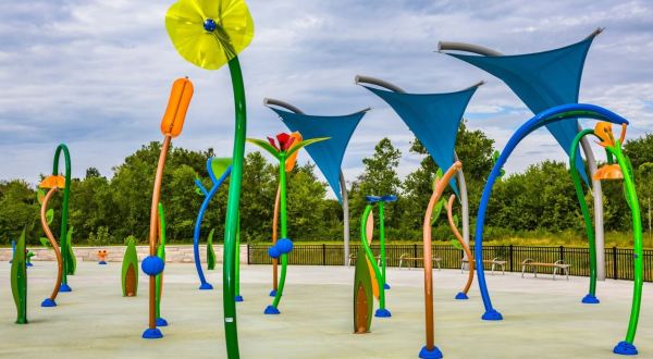 The Absolutely Gigantic Splash Pad At Westermeier Commons Playground Will Entertain Children And Adults Alike On A Hot Summer Day In Indiana