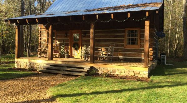 With A Waterfall Nearby, This Rustic Log Cabin In Mississippi Is Perfect For Getting In Touch With Nature   