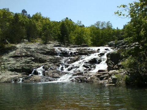 Swim At The Bottom Of A Waterfall After The Six-Mile Hike To Rocky Falls In Missouri