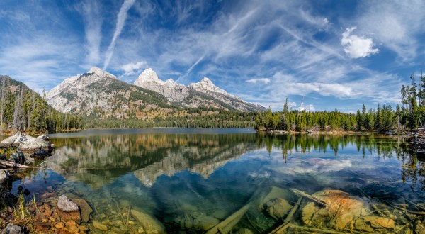Nestled In The Wyoming Mountains, Taggart Lake Has Some Of The Clearest Water In The State