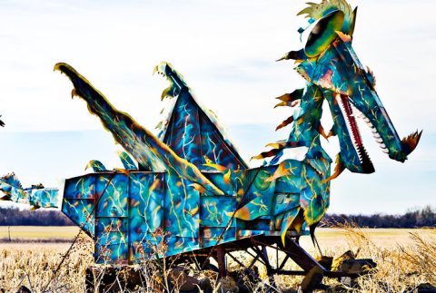 Immerse Yourself In Myths And Monsters At Jim Dickerman's Open Range Zoo Art Installations In Kansas