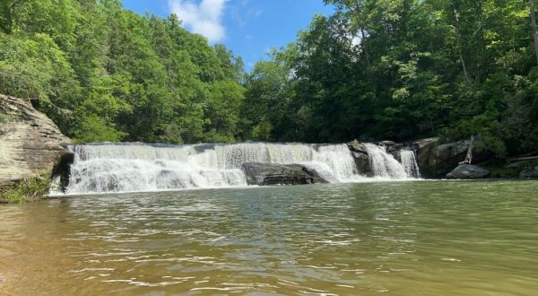 Swim At The Bottom Of A 100-Foot-Wide Waterfall After The 2-Mile Hike To Riley Moore Falls In South Carolina