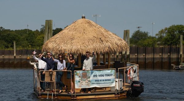 Turn Connecticut’s Long Island Sound Into Your Own Oasis By Renting A Motorized Tiki Bar