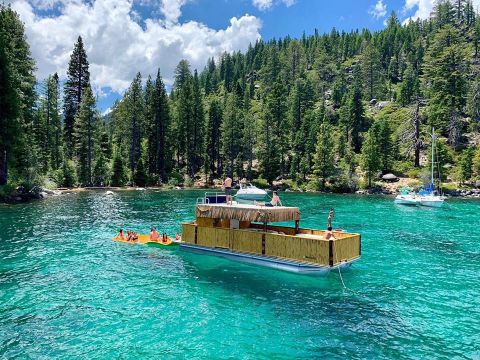 Turn Northern California's Lake Tahoe Into Your Own Oasis By Renting A Motorized Tiki Boat