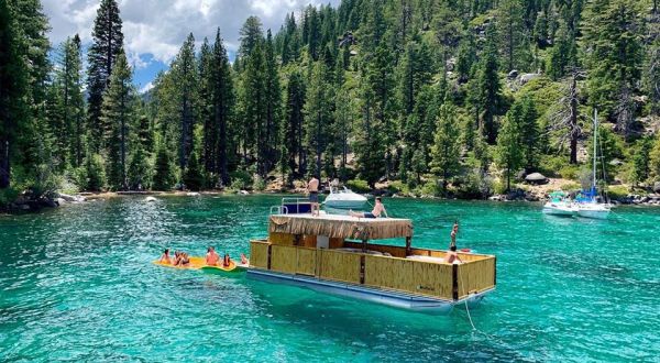 Turn Northern California’s Lake Tahoe Into Your Own Oasis By Renting A Motorized Tiki Boat