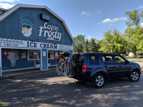 Step Up To The Little Blue Building For Tasty Treats From Cap'n Frosty Ice Cream In Michigan
