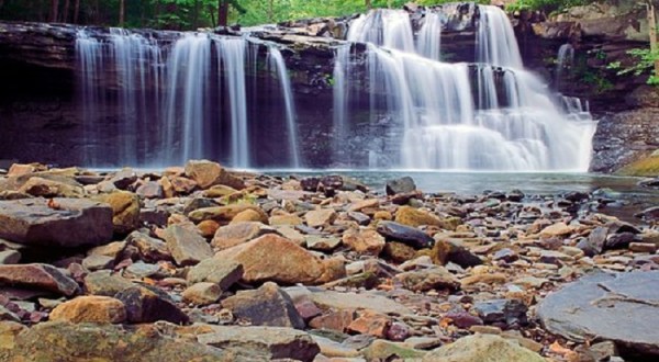 The Shallow Cave Beach Behind This Rushing West Virginia Waterfall Is A Cool, Refreshing Hideaway
