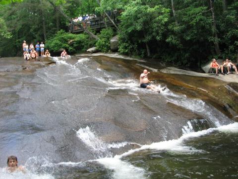 Take A Ride Down A Waterfall Sliding Board In The Pisgah National Forest In North Carolina