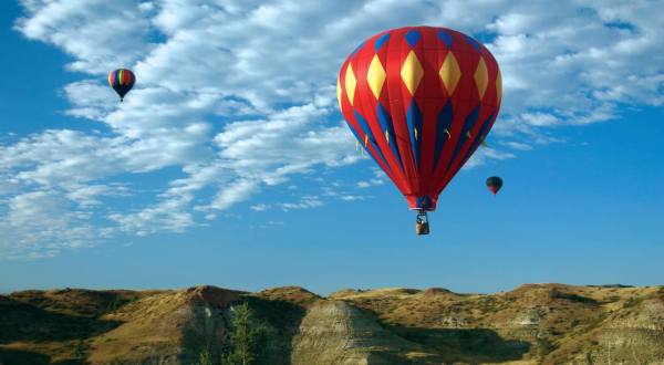 Witness Hot Air Balloons Floating Over The North Dakota Badlands During This Annual Event