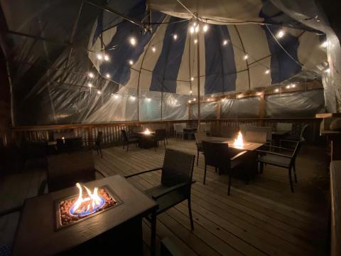 Keep Warm With A Local Brew On The Winter Patio At Broken Horn Brewing Company In Idaho
