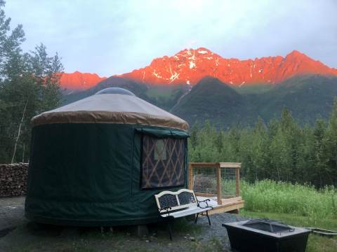 Glamp In The Middle Of 26 Acres On The Knik Riverfront In This Amazing Alaskan Yurt
