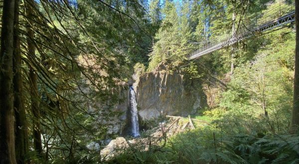 Drift Creek Falls Crosses A Suspension Bridge In Oregon And Leads To A Secret Waterfall