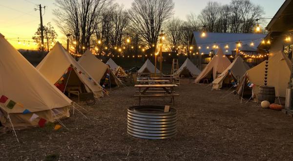 Cozy Up And Sip Drinks In A Private Tent At Base Camp Iron Fish In Michigan