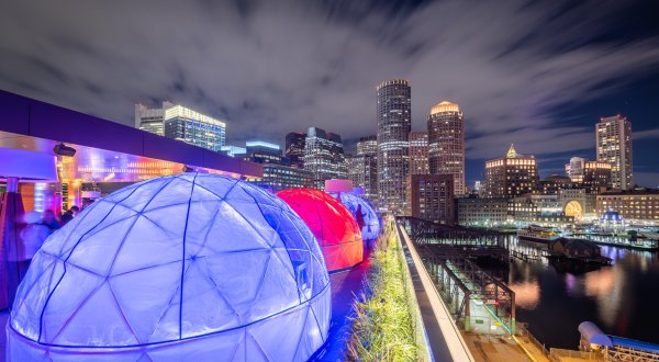 Enjoy Drinks Inside A Private Heated Igloo At The Envoy Hotel In Massachusetts
