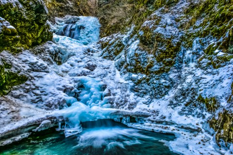Walk Through A Snowy Alaskan Wonderland To Get To A Frozen Waterfall On The Thunderbird Falls Trail