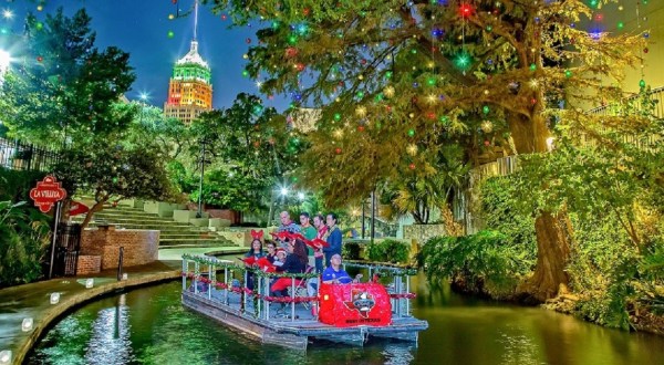 More Than 100,000 Lights Adorn The San Antonio River Walk In Texas At Christmastime