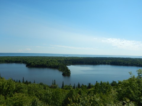 You Can See All The Way To Canada From The Breathtaking Spectacle Lake Overlook In Michigan