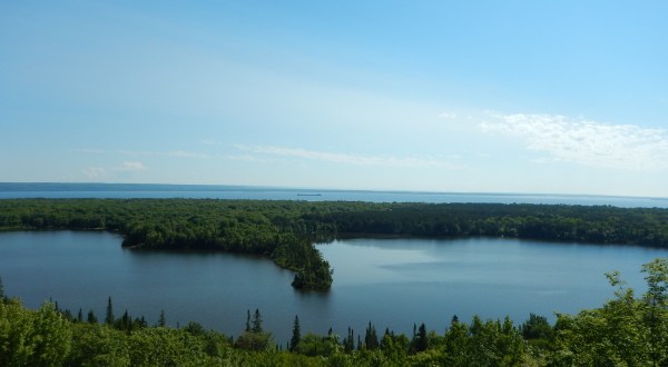 You Can See All The Way To Canada From The Breathtaking Spectacle Lake Overlook In Michigan