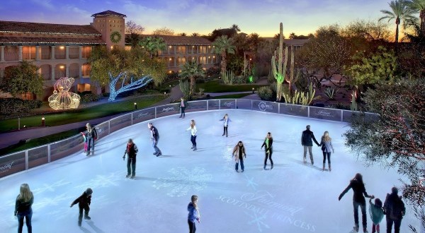 There’s Nothing More Special Than An Evening On This 6,000-Square-Foot Natural Ice Skating Rink In Arizona