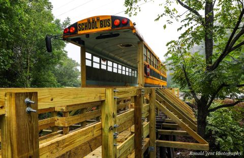 Cross A School Bus Covered Bridge And Enjoy Mountain Views On This Rail Trail In Kentucky