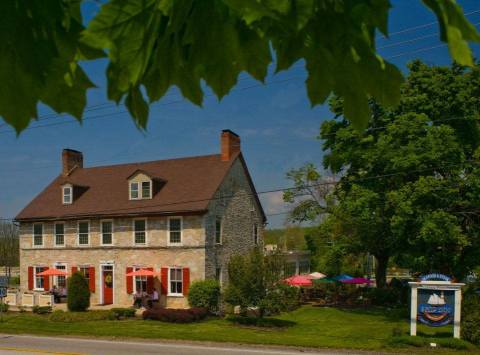 Cozy Up By The Fireplace For A Delicious Meal At The Historic Ship Inn Restaurant In Pennsylvania