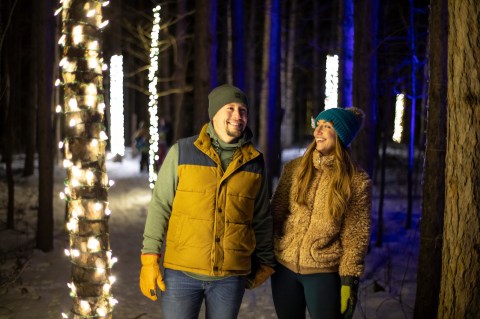 Walk Among Glowing Lights On Michigan's Enchanted Trail, Which Leads To A Rustic Yurt