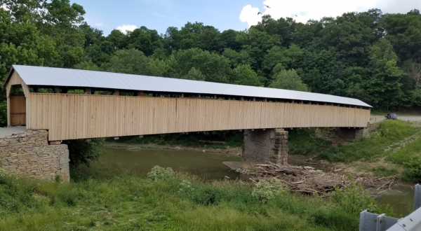The Longest Wooden Covered Bridge In Kentucky, Beech Fork Covered Bridge, Is 210 Feet Long