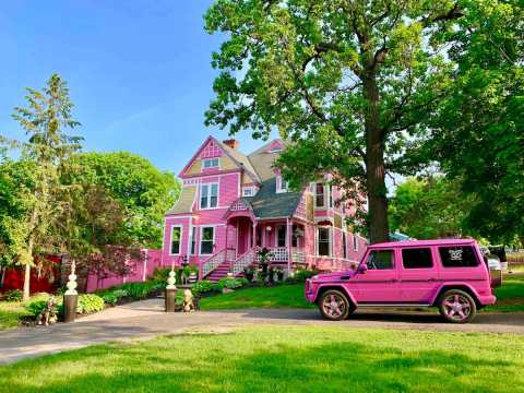 Feel Like You're On An Ultra-Quirky Movie Set Surrounded By Color At The Pink Castle In Wisconsin