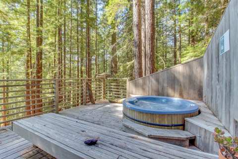Soak In A Hot Tub Surrounded By Natural Beauty At This Cabin In Northern California