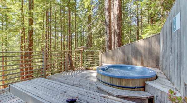 Soak In A Hot Tub Surrounded By Natural Beauty At This Cabin In Northern California