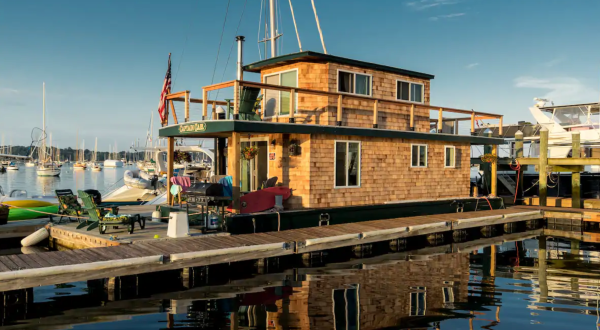 You Can Make This Charming House Boat Your Temporary Home In Rhode Island