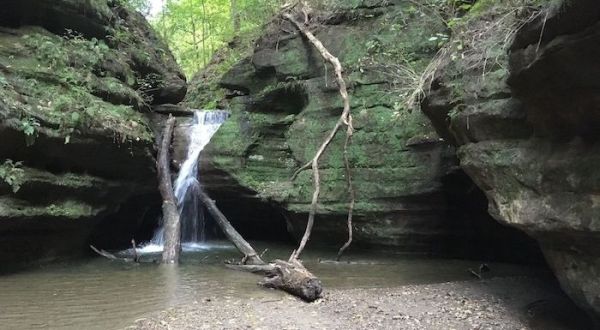 The Ottawa Canyon Trail In Illinois Is A 1-Mile Out-And-Back Hike With A Waterfall Finish