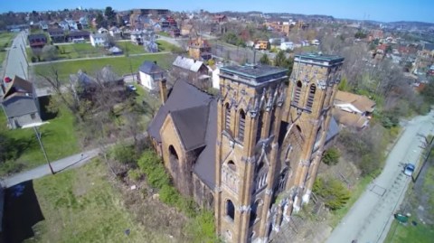 What This Drone Footage Captured At This Abandoned Pittsburgh Church Is Truly Grim