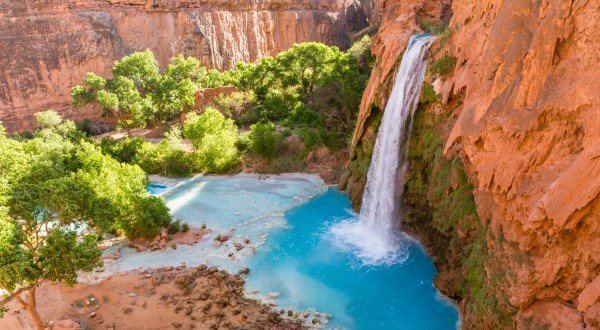 A Waterfall Lover’s Dream, The Confluence from Havasupai Campground Hike In Arizona Passes Cascade After Cascade