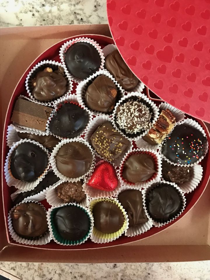 box of chocolate at Mrs.Hanna Krause's Homemade Candy