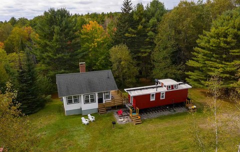 Spend The Night In An Authentic 1800s Farmhouse & Railroad Caboose In Maine's Midcoast