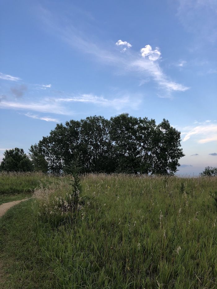 blue sky on Tranquility Trail in Nebraska