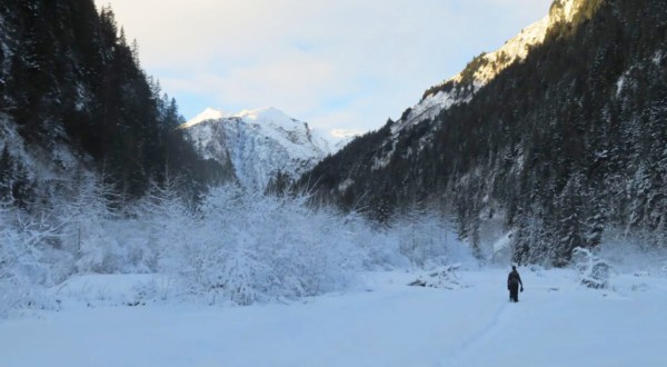 Hike Into The Forest To Find This Hidden Frozen Waterfall In Alaska On The Cathedral Falls Trail