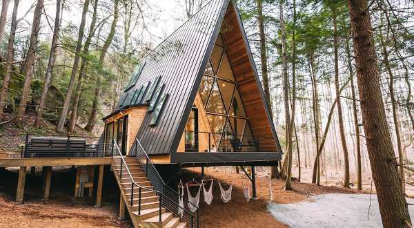 Stay At The Dunlap Hollow A-Frame And Hike To Private, Scenic Trails In Ohio’s Hocking Hills