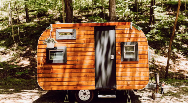 For Just $53 A Night, You Can Stay In A Vintage Wood Camper In Beautiful Brown County In Indiana